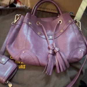 MCM! RARE MCM PURPLE convertible tassel bag with matching wallet! NWOT!!